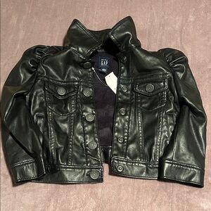 GAP Kids Black Faux Leather Jean Jacket